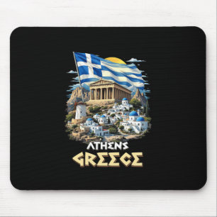 Athens Greece Flag Athens Souvenir Travel Vacation Mouse Mat