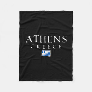 Athens Greece Flag Vacation Athens Souvenir Greek  Fleece Blanket