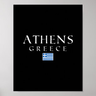 Athens Greece Flag Vacation Athens Souvenir Greek  Poster