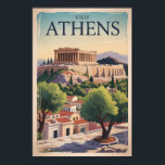 Athens Greece Illustration Travel Art Vintage Poster<br><div class="desc">Athens retro vector travel design. The city is still dominated by 5th-century BC landmarks,  including the Acropolis,  a hilltop citadel topped with ancient buildings like the colonnaded Parthenon temple.</div>