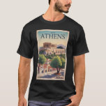 Athens Greece Illustration Travel Art Vintage T-Shirt<br><div class="desc">Athens retro vector travel design. The city is still dominated by 5th-century BC landmarks,  including the Acropolis,  a hilltop citadel topped with ancient buildings like the colonnaded Parthenon temple.</div>