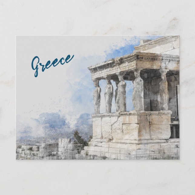 Athens Greece Invitation Postcard – Watercolor  (Front)