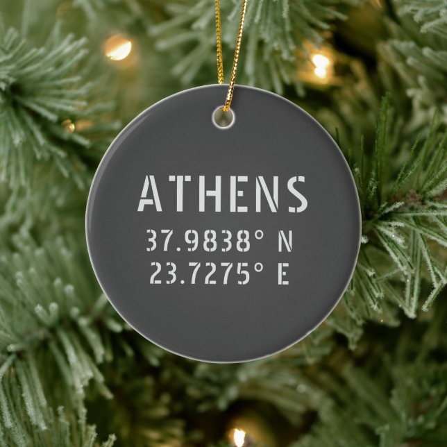 Athens Greece Latitude Longitude Ceramic Tree Decoration (Tree)