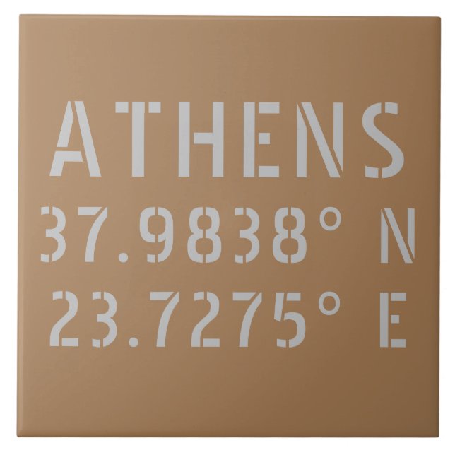 Athens Greece Latitude Longitude   Tile (Front)