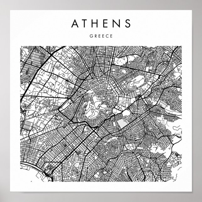 Athens Greece Minimal Modern Street Map Poster (Front)