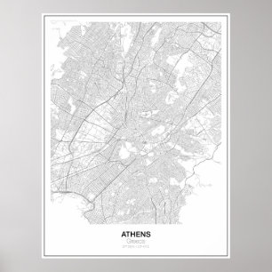 Athens, Greece Minimalist Map Poster (Style 2)