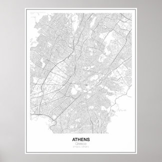 Athens, Greece Minimalist Map Poster (Style 2)