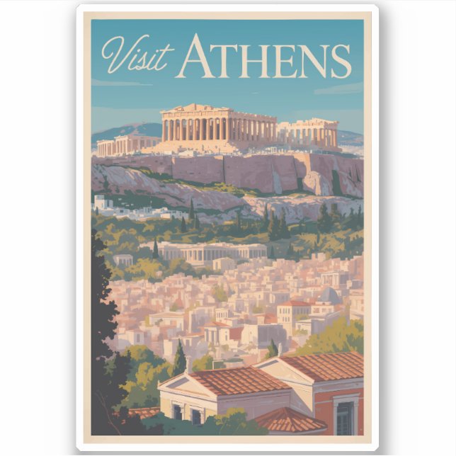Athens Greece Parthenon Travel Art Vintage (Front)