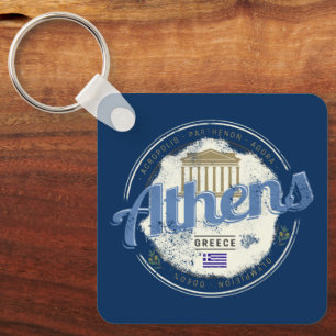 Athens Greece Retro Acropolis Vintage Souvenir Key Ring