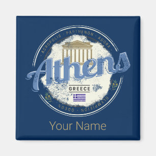 Athens Greece Retro Acropolis Vintage Souvenir Magnet