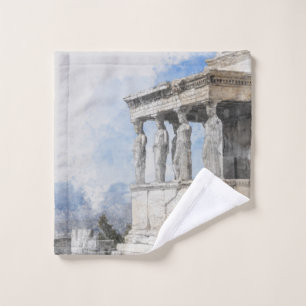 Athens Greece Ruins – Watercolor Travel Souvenir Wash Cloth
