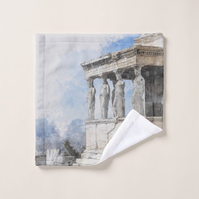 Athens Greece Ruins – Watercolor Travel Souvenir Wash Cloth (Wash Cloth)