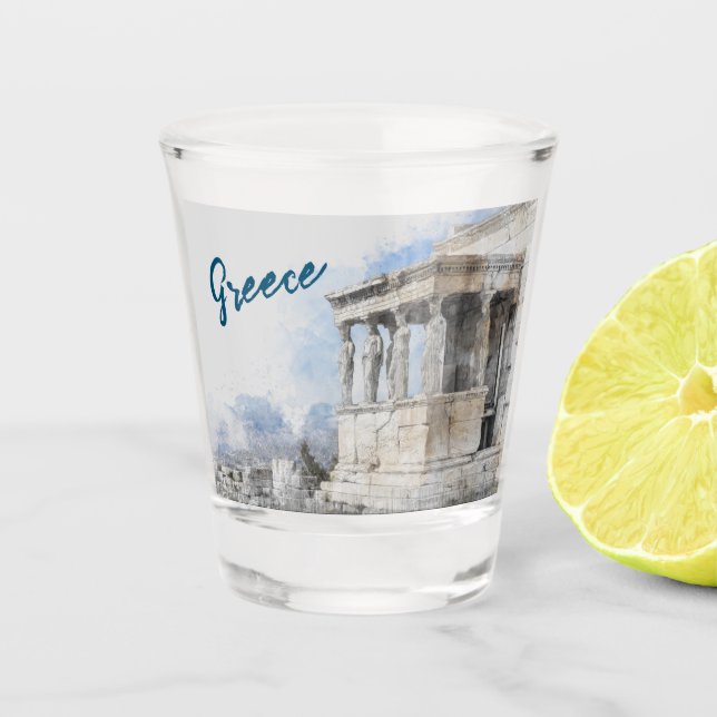 Athens Greece Shot Glass – Ancient Ruins Souvenir (Front)