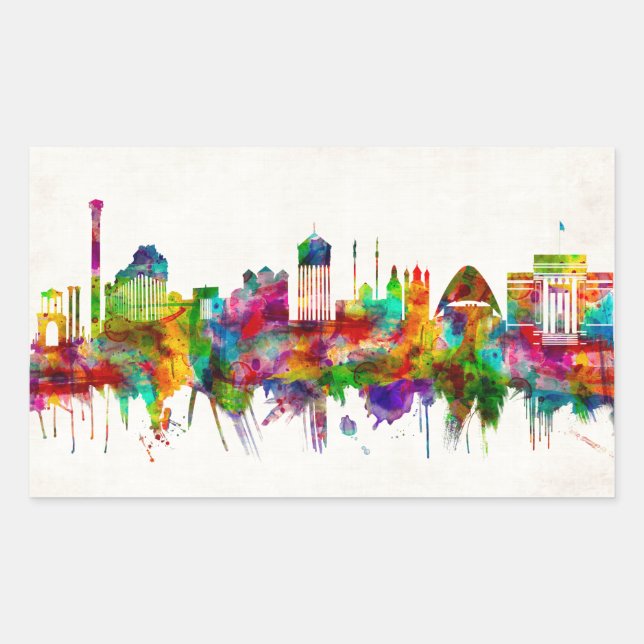 Athens Greece Skyline Rectangular Sticker (Front)