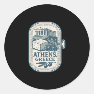 Athens Greece Souvenir Greek Cheese And Travel Des Classic Round Sticker