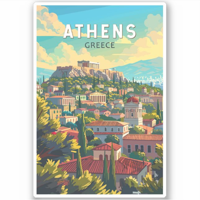Athens Greece Travel Art Vintage (Front)