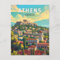 Athens Greece Travel Art Vintage