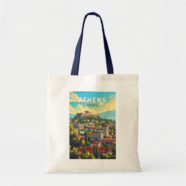 Athens Greece Travel Art Vintage Tote Bag (Front)