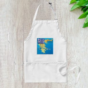 Athens Greece Travel Stamp Greek Flag and Map  Standard Apron