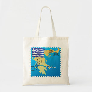 Athens Greece Travel Stamp Greek Flag and Map  Tote Bag