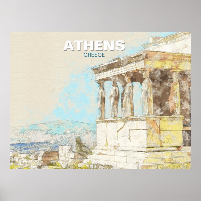 Athens Greece Travel – Vintage View of Ancient Poster (Front)