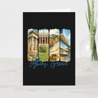 Athens Greece Traveling Trip Brushstroke Souvenir  Card