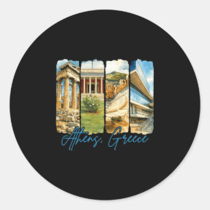 Athens Greece Traveling Trip Brushstroke Souvenir Classic Round Sticker