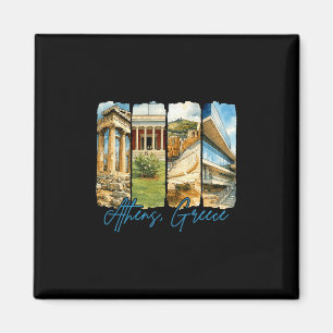 Athens Greece Traveling Trip Brushstroke Souvenir Magnet