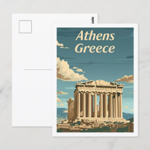 Athens Greece Vintage Famous Travel Place Postcard