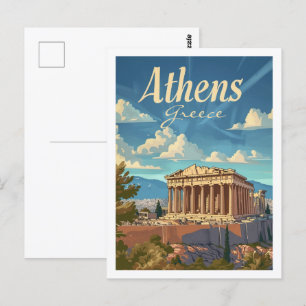 Athens Greece Vintage Famous Travel Place Postcard