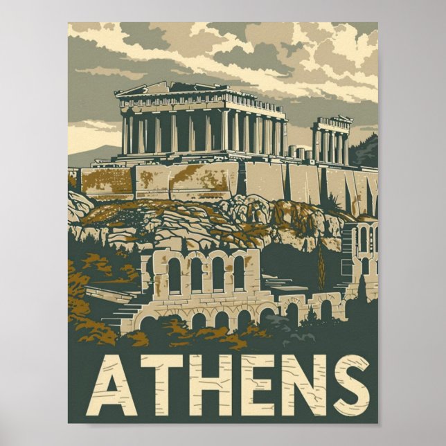 Athens Greece Vintage Famous Travel Place  Poster (Front)