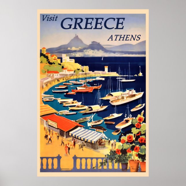 Athens Greece Vintage Greek Travel Poster (Front)