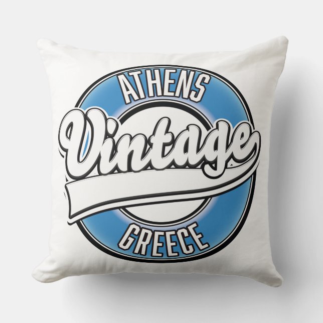 Athens Greece vintage logo Cushion (Front)