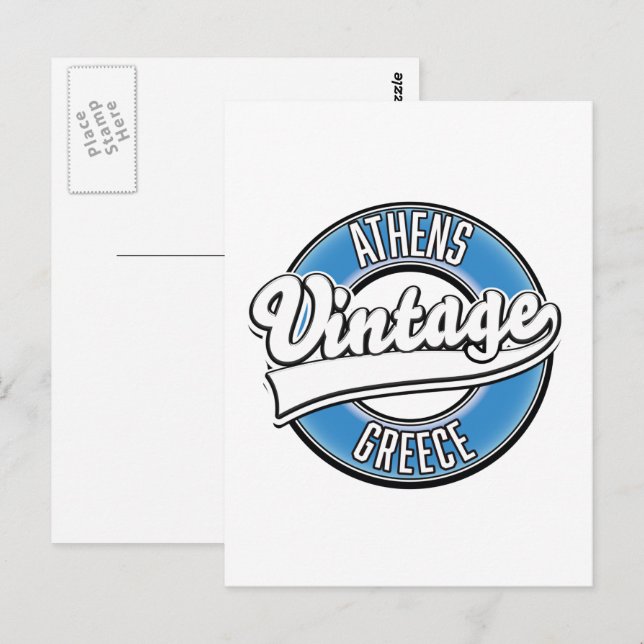 Athens Greece vintage logo Postcard (Front/Back)