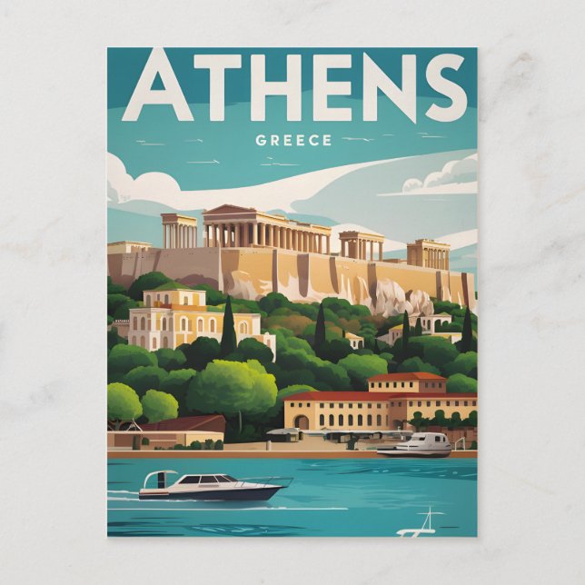 athens greece vintage postcard (Front)