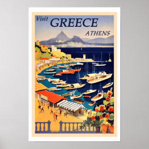 Athens, Greece Vintage Travel Poster