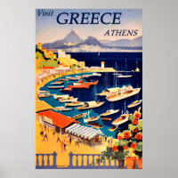 Athens, Greece Vintage Travel Poster