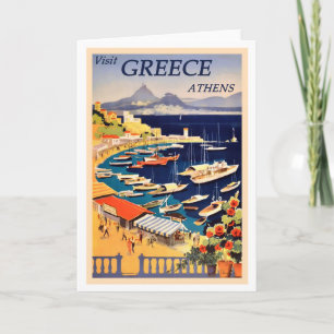 Athens, Greece Vintage Travel Poster Card