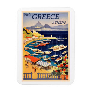 Athens, Greece Vintage Travel Poster Magnet