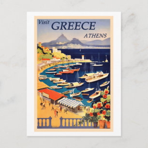 Athens, Greece Vintage Travel Poster Postcard