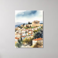 Athens Greece watercolor art