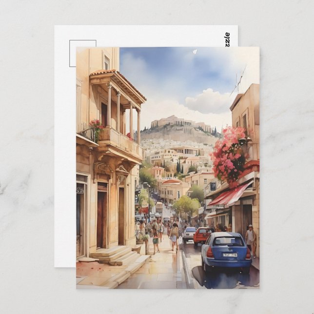 Athens Greece watercolor art Postcard (Front/Back)