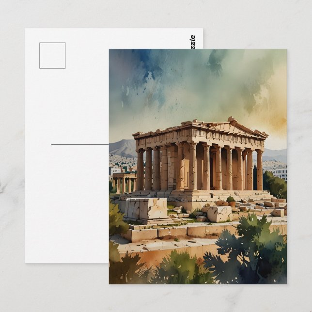 Athens Greece watercolor art Postcard (Front/Back)