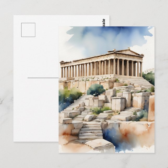 Athens Greece watercolor art Postcard (Front/Back)