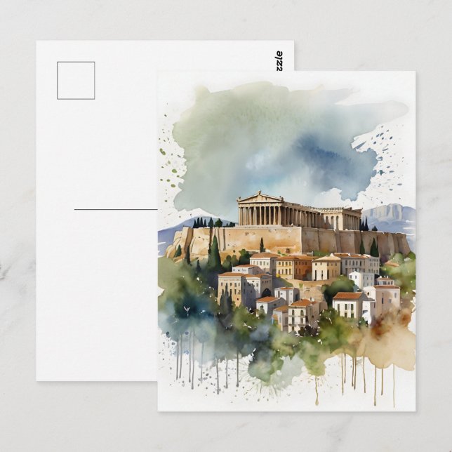 Athens Greece watercolor art Postcard (Front/Back)