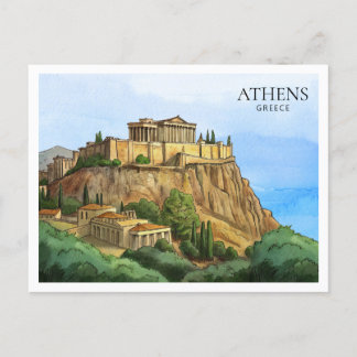 Athens Greece Watercolor Postcard | Historic Views