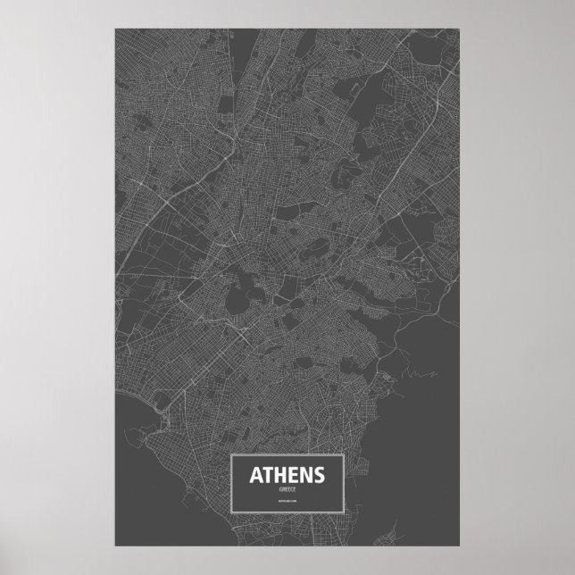Athens, Greece (white on black) Poster (Front)