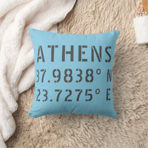 Athens Latitude Longitude Cushion
