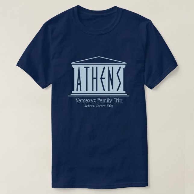 Athens Logo Typography Family Trip to Greece T-Shirt (Design Front)