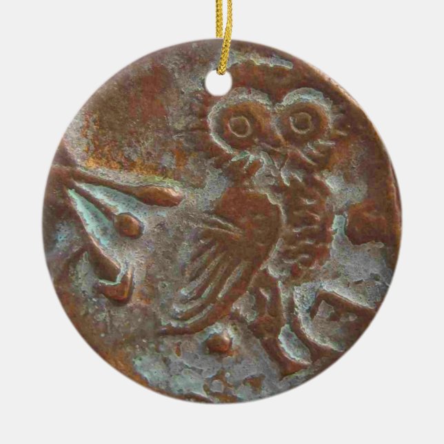 Athens Owl Ceramic Tree Decoration (Front)